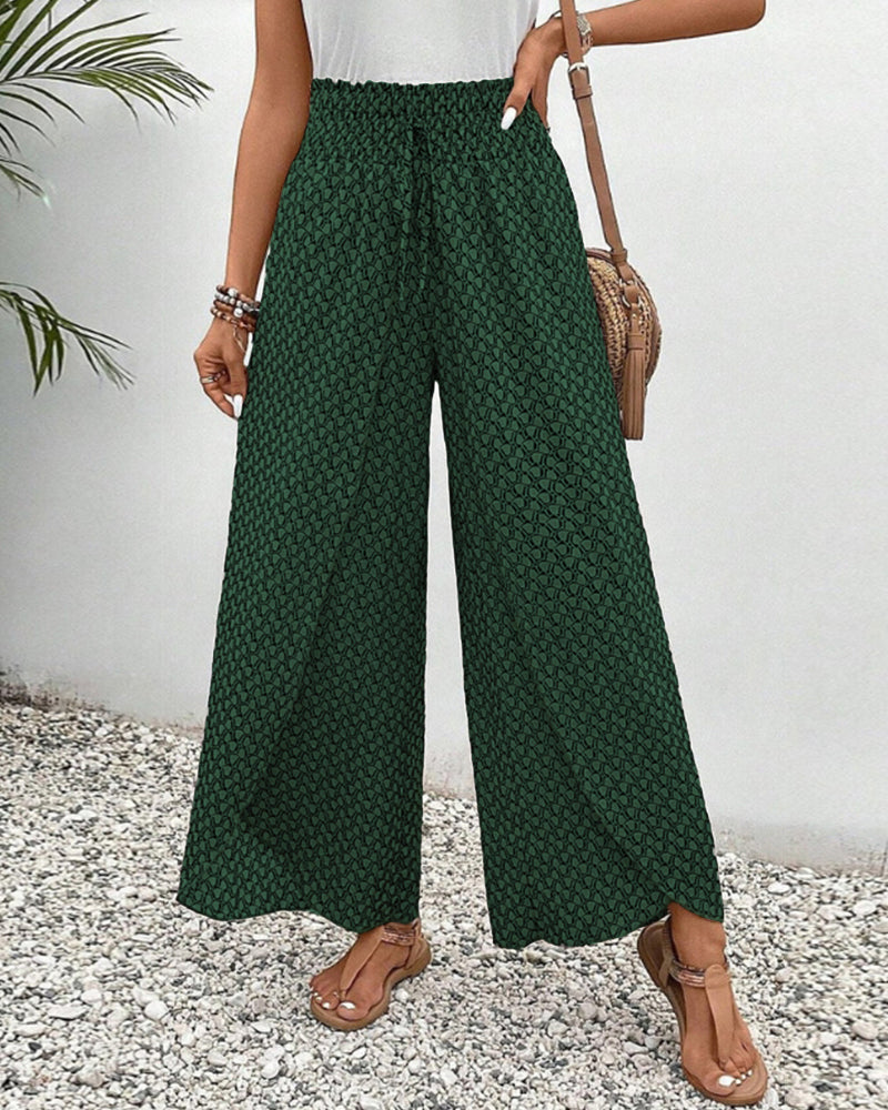 Sophie-Rae - Bohemian Print High-Waisted Lightweight Trousers