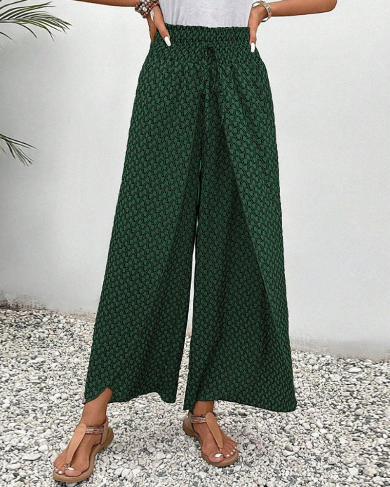 Sophie-Rae - Bohemian Print High-Waisted Lightweight Trousers