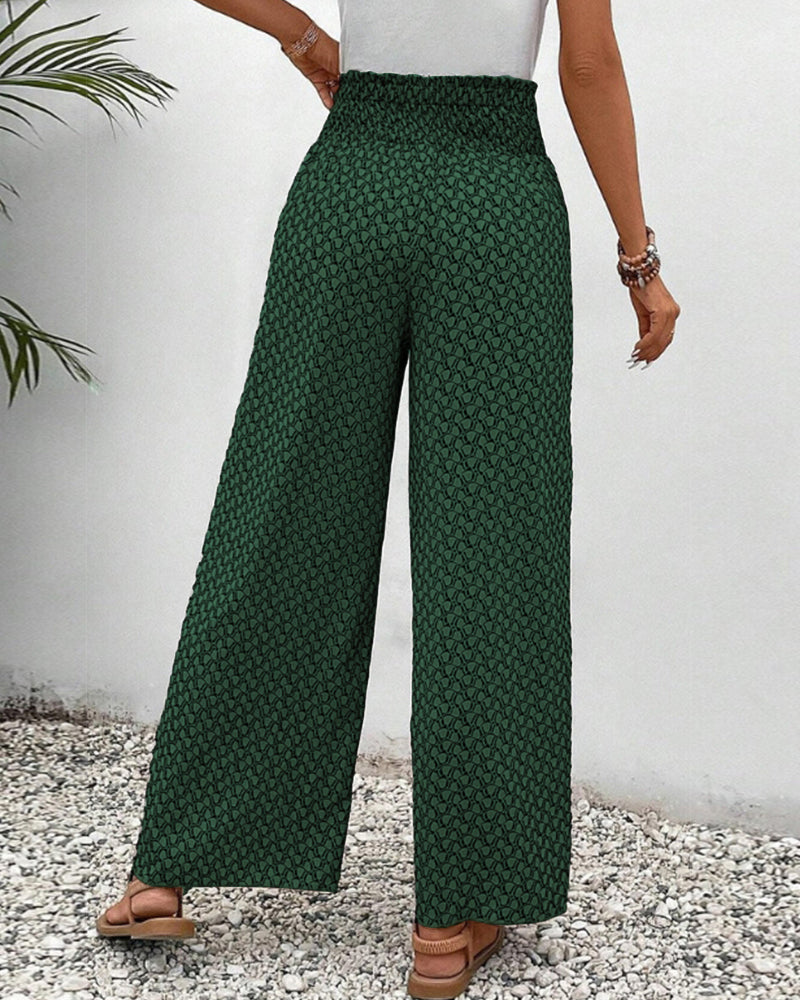 Sophie-Rae - Bohemian Print High-Waisted Lightweight Trousers