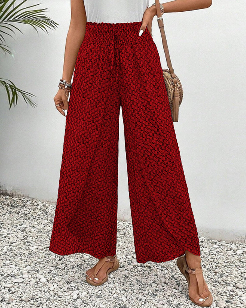 Sophie-Rae - Bohemian Print High-Waisted Lightweight Trousers