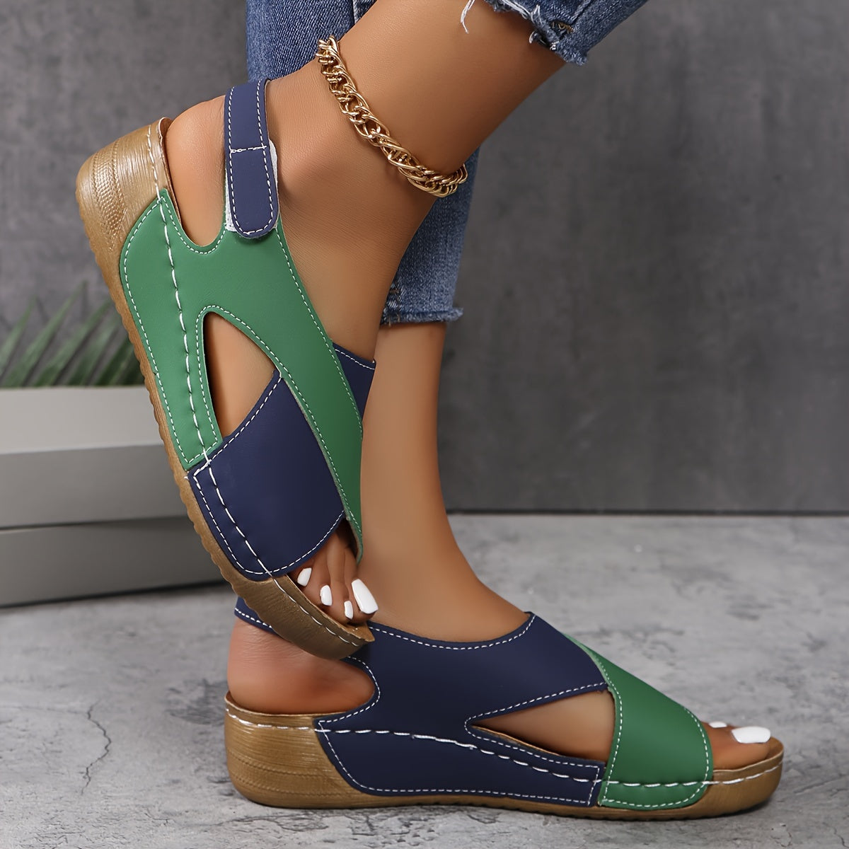 Suze - Cozy Velcro Wedge Sandals