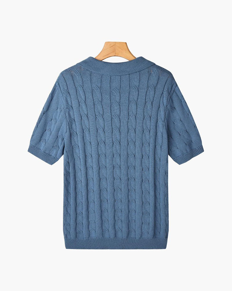 FLORENCE Cable Knit Polo Shirt