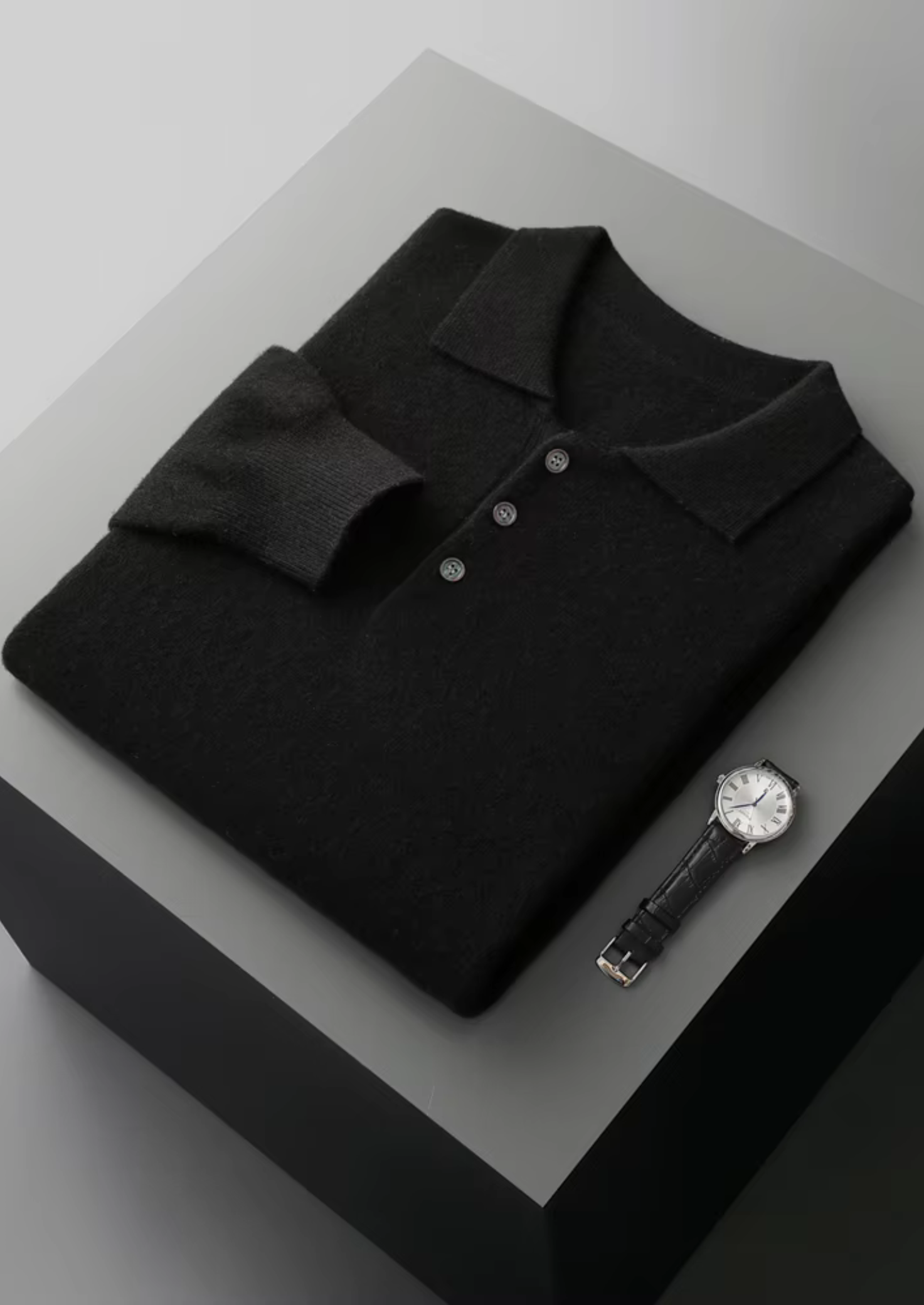 Classic Polo Sweater in Pure Extra-Fine Merino Wool