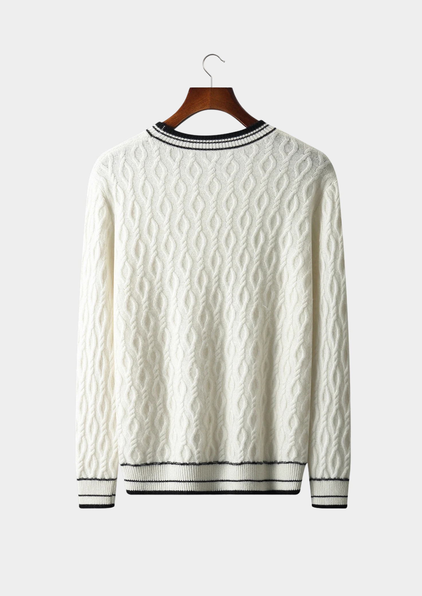 Premium Extra-Fine Merino Wool Jacquard Crew Neck Sweater