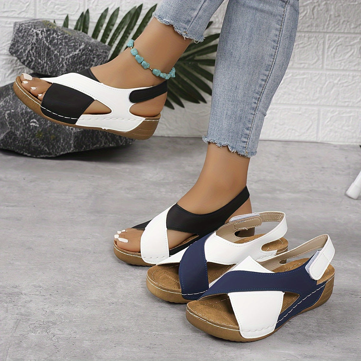 Suze - Cozy Velcro Wedge Sandals