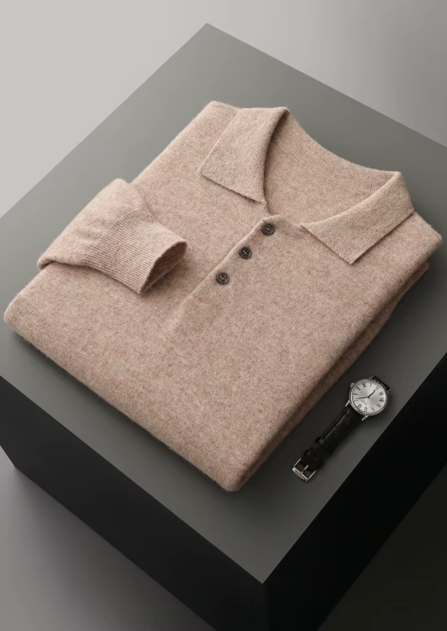 Classic Polo Sweater in Pure Extra-Fine Merino Wool