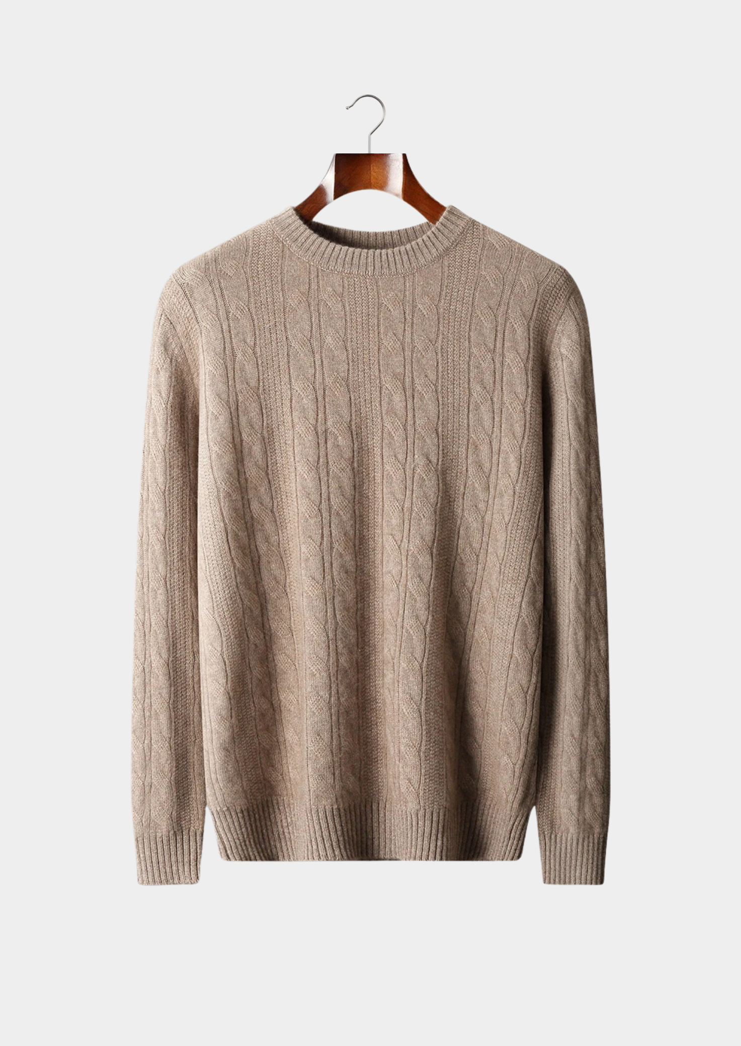 Premium Extra-Fine Merino Wool Cable Knit Crewneck