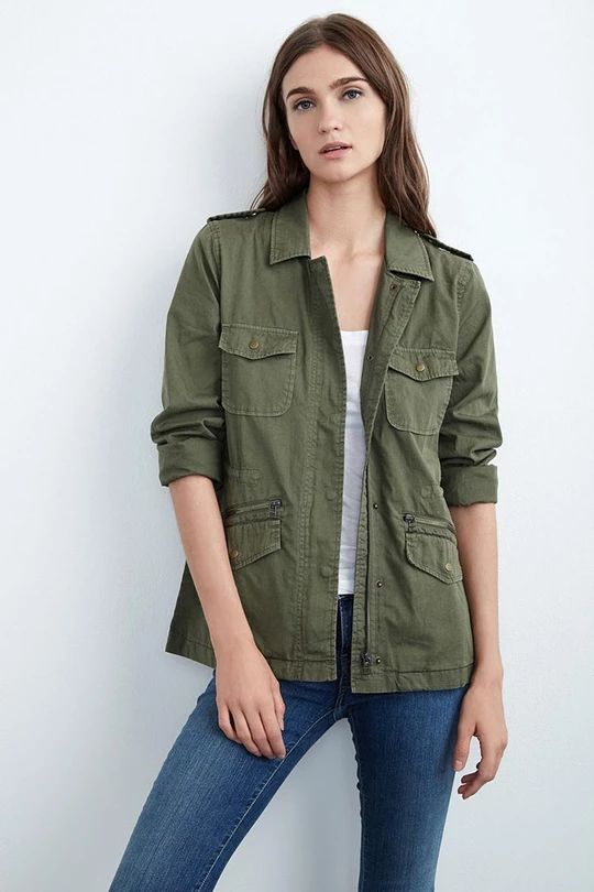 Women's Zip-Up Utility Pocket Mid-Length Jacket