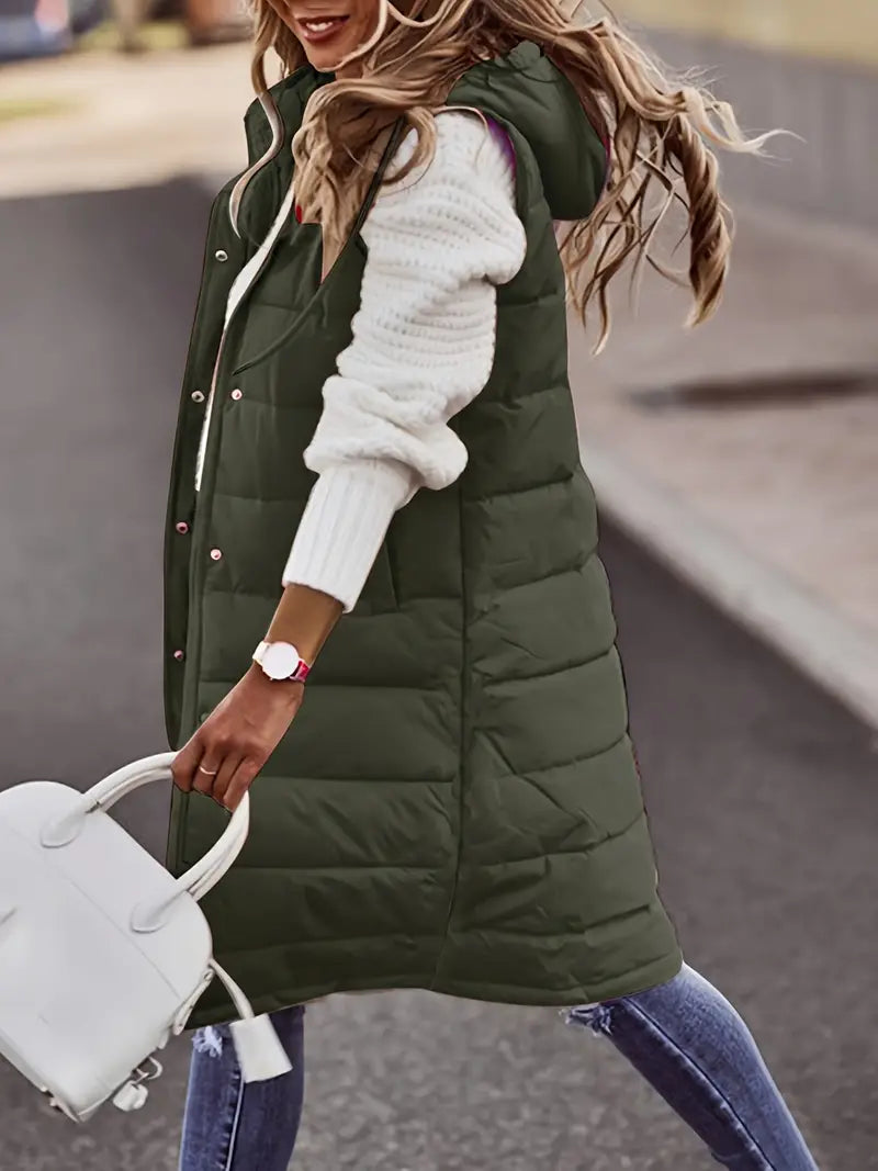 Women's Hooded Puffer Gilet with Zip Pockets