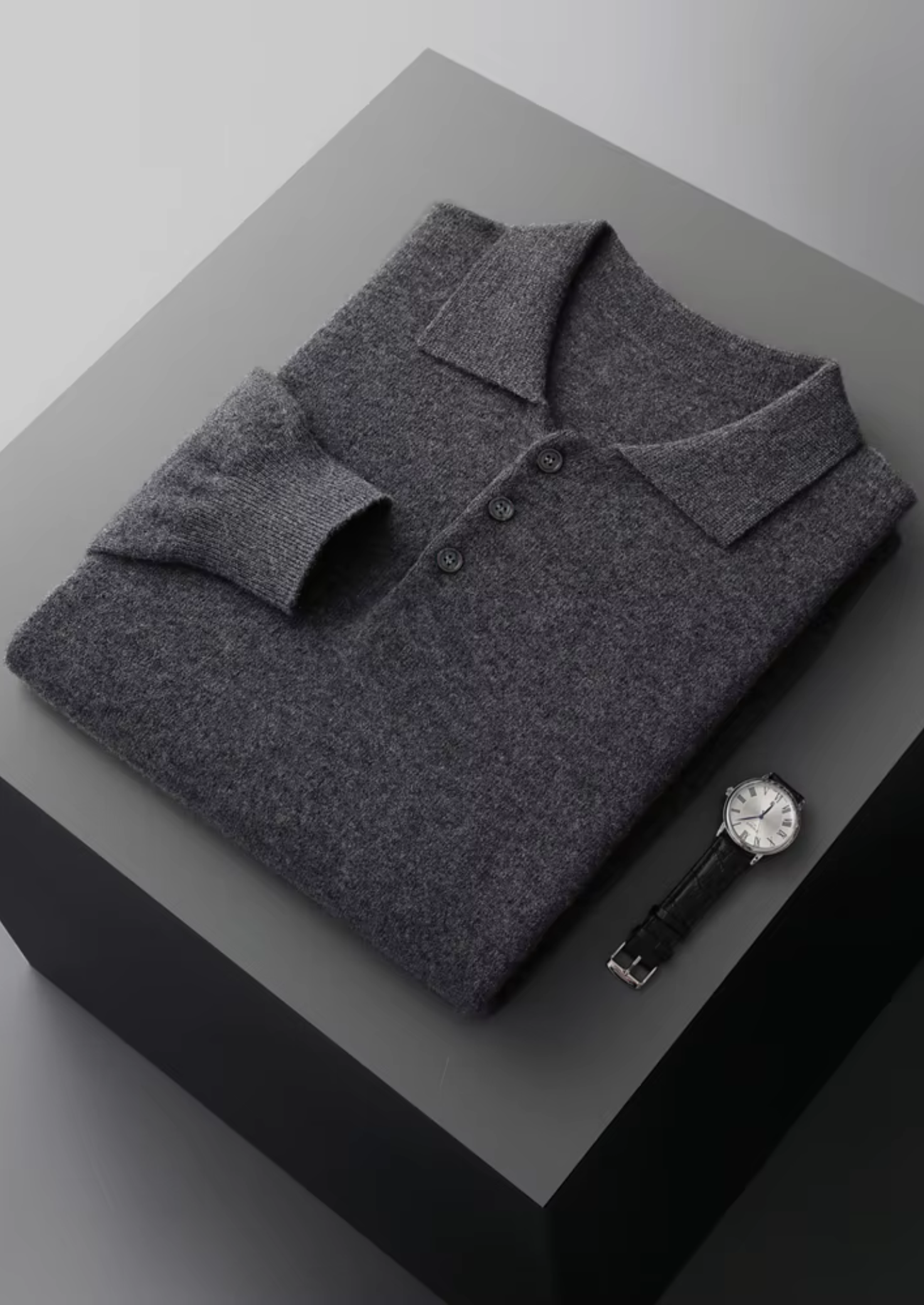 Classic Polo Sweater in Pure Extra-Fine Merino Wool
