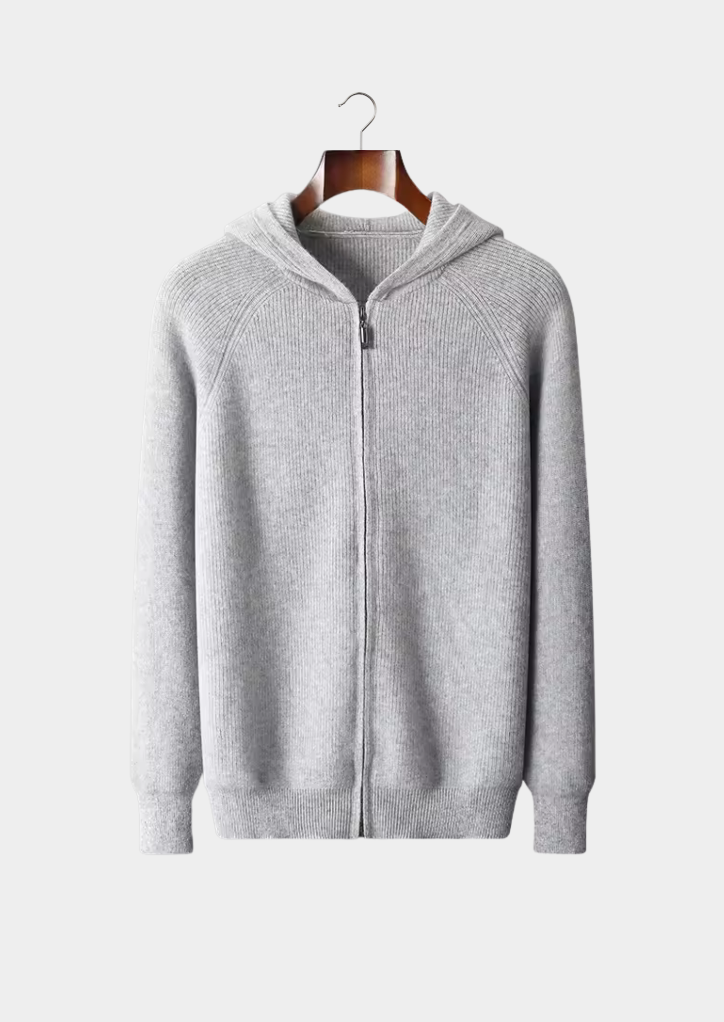 Premium Extra-Fine Merino Wool Ribbed Zip-Up Hoodie