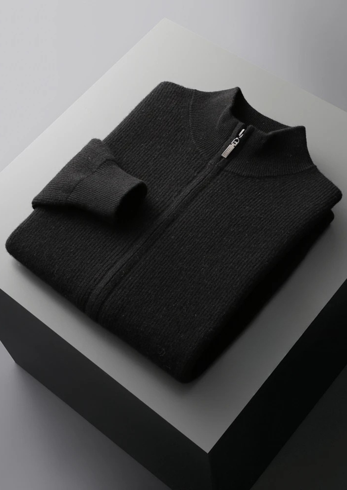 Premium Extra-Fine Merino Wool Ribbed Zip Cardigan