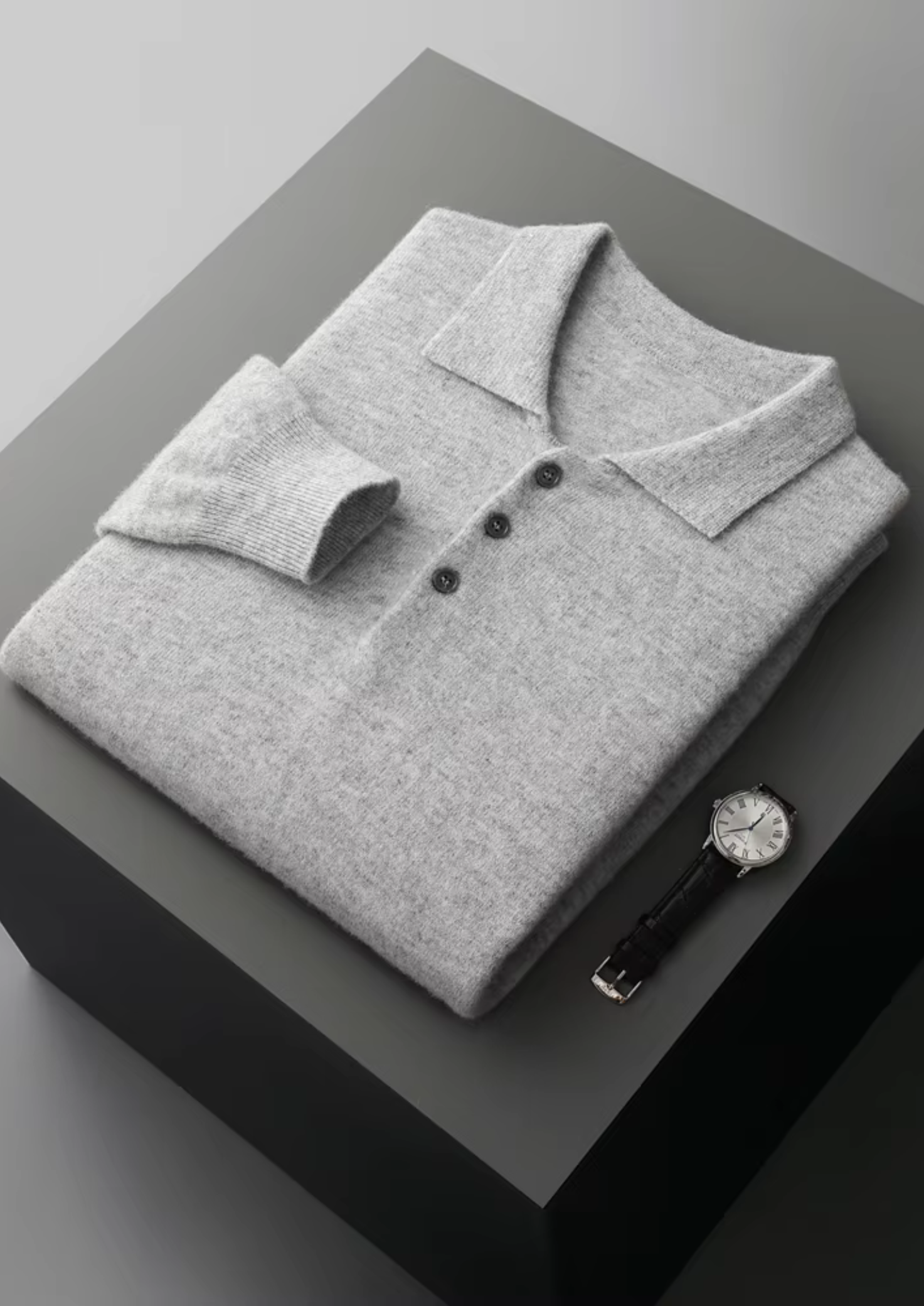 Classic Polo Sweater in Pure Extra-Fine Merino Wool