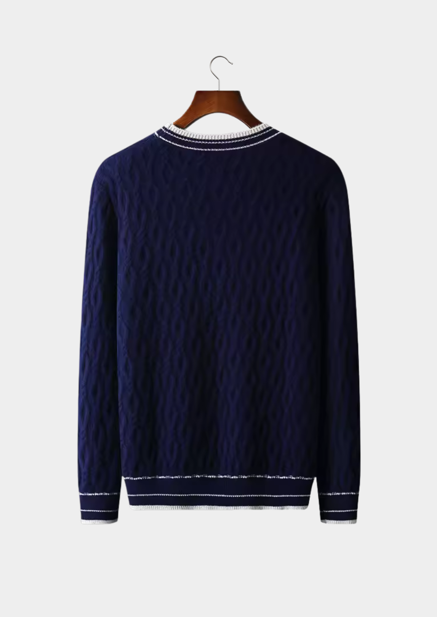 Premium Extra-Fine Merino Wool Jacquard Crew Neck Sweater