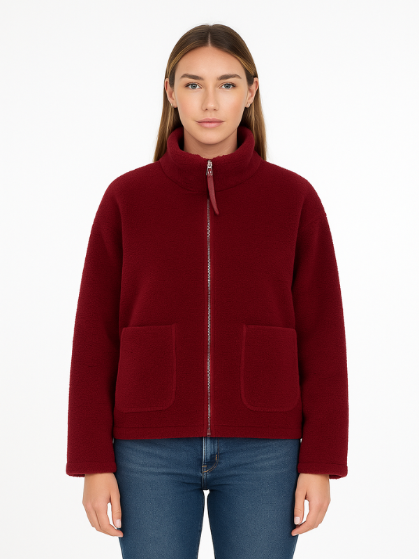 Cozy Oversized Women's Winter Jacket with Zipper and Pockets