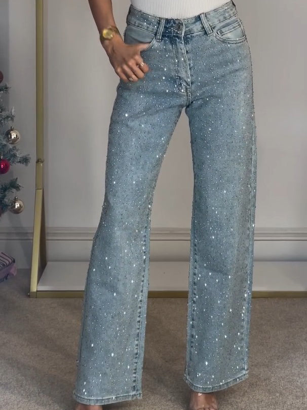 High-Waisted Glitter Jeans for Women