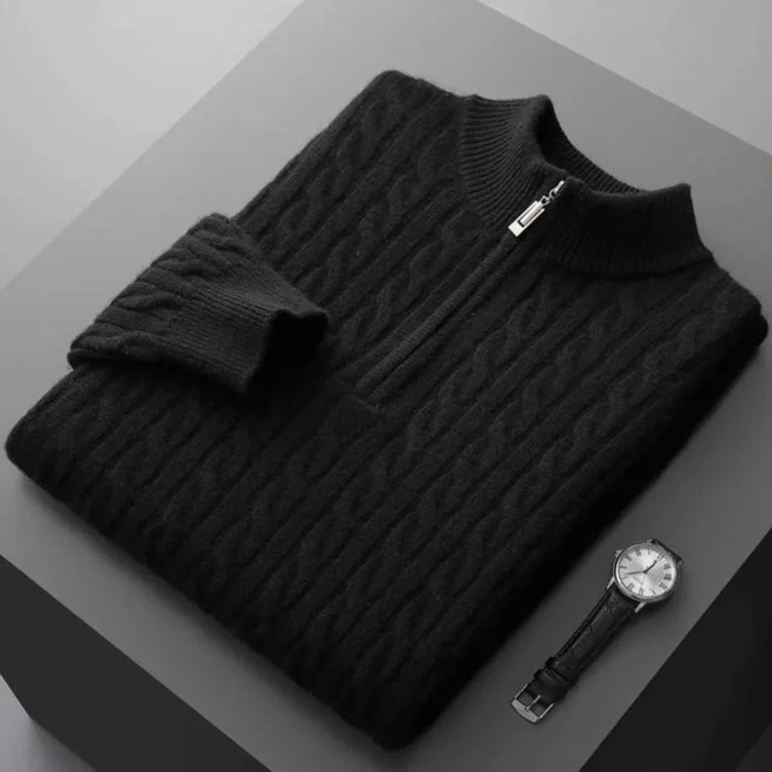 Deneb Cashmere Woven Half-Zip Pullover
