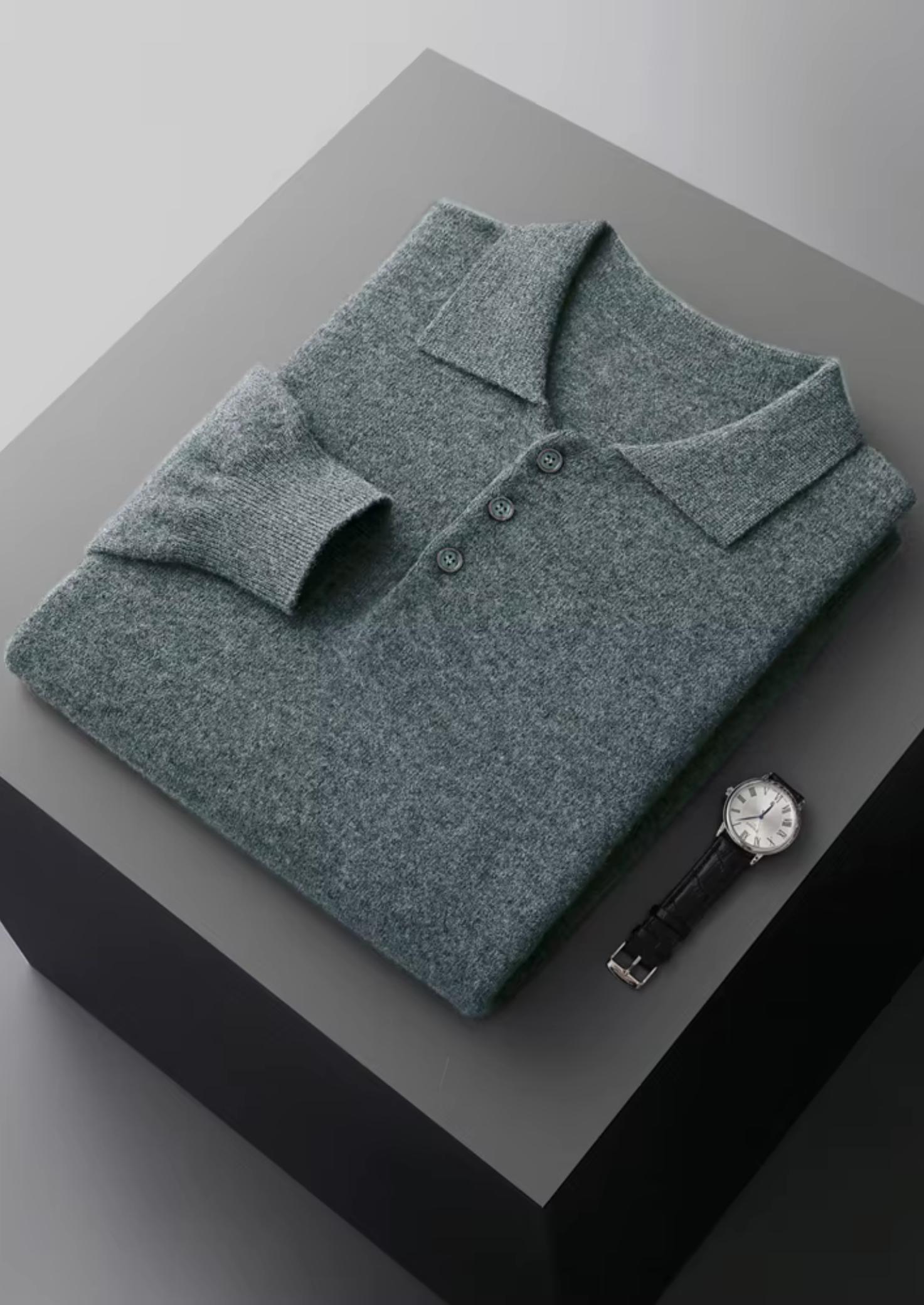 Classic Polo Sweater in Pure Extra-Fine Merino Wool