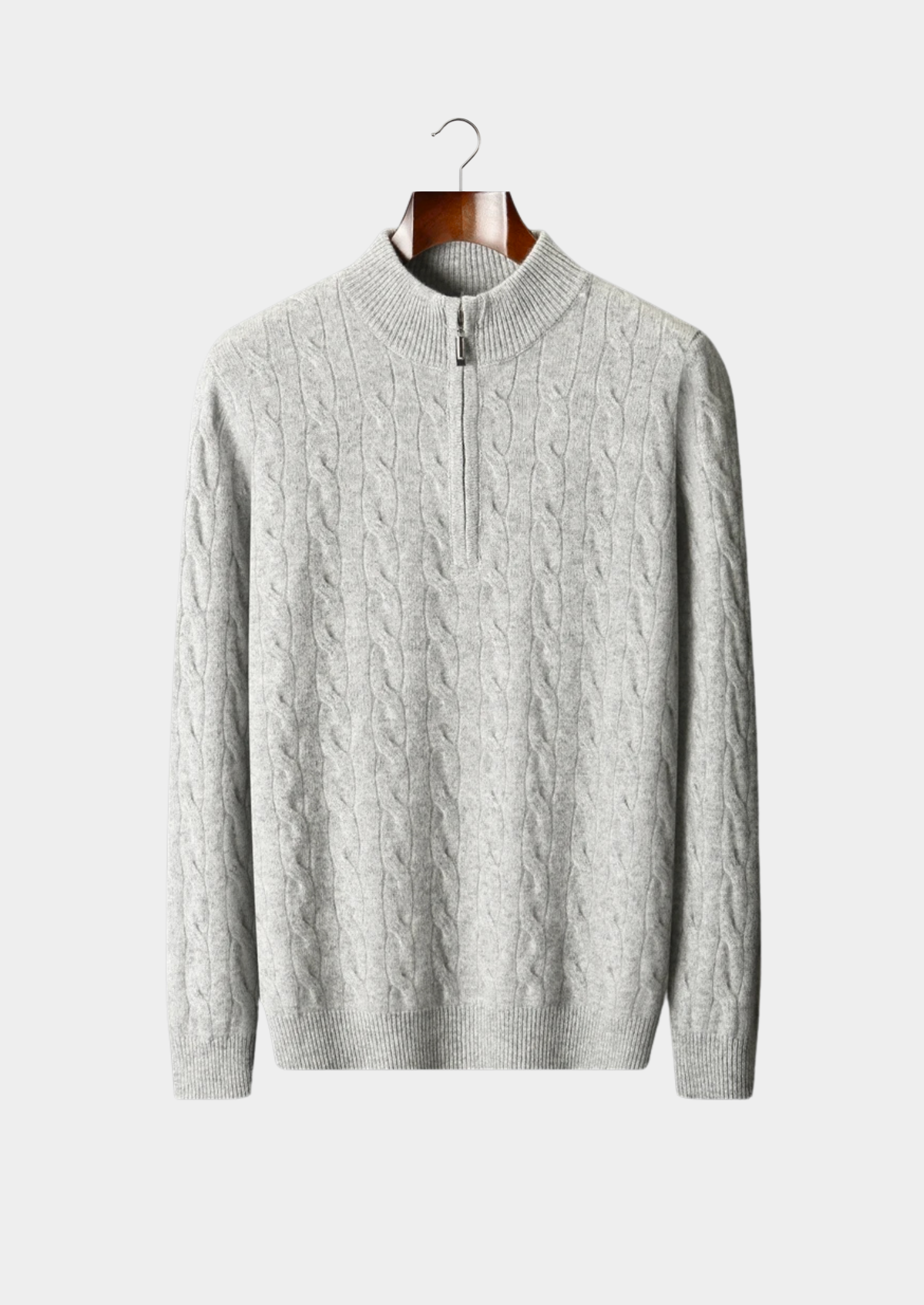 Premium Extra-Fine Merino Wool Cable Knit Half Zip