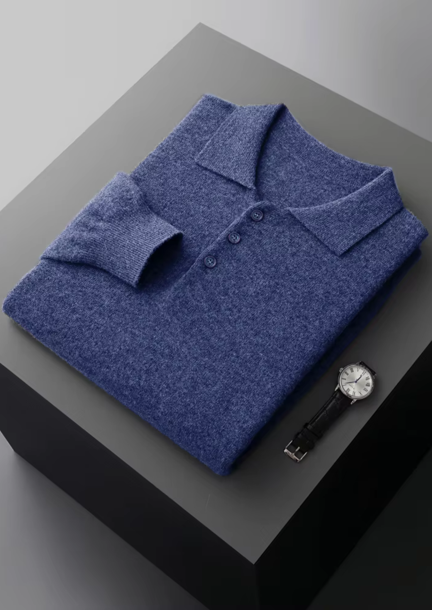 Classic Polo Sweater in Pure Extra-Fine Merino Wool
