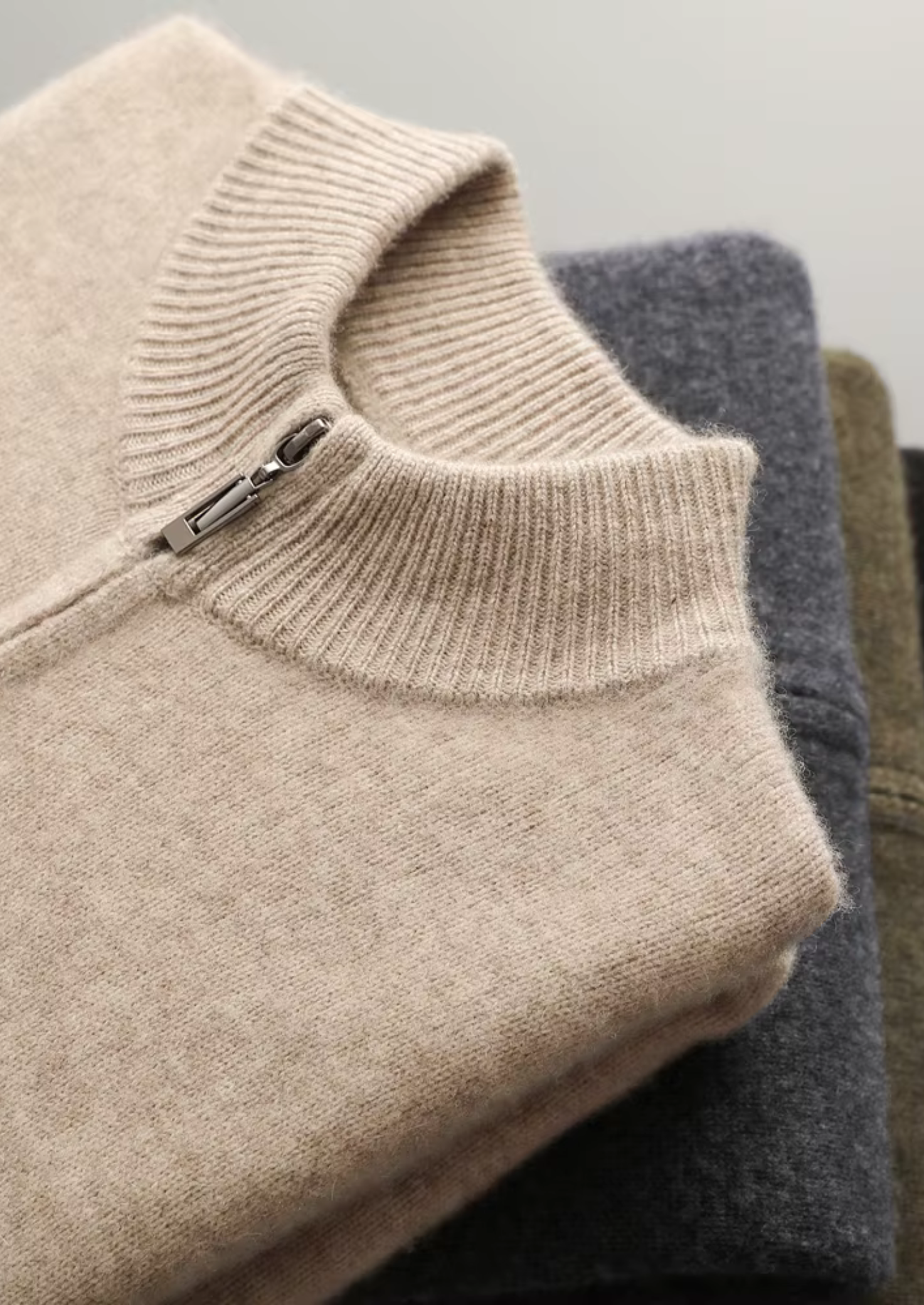 Premium Extra-Fine Merino Wool Zipper Cardigan