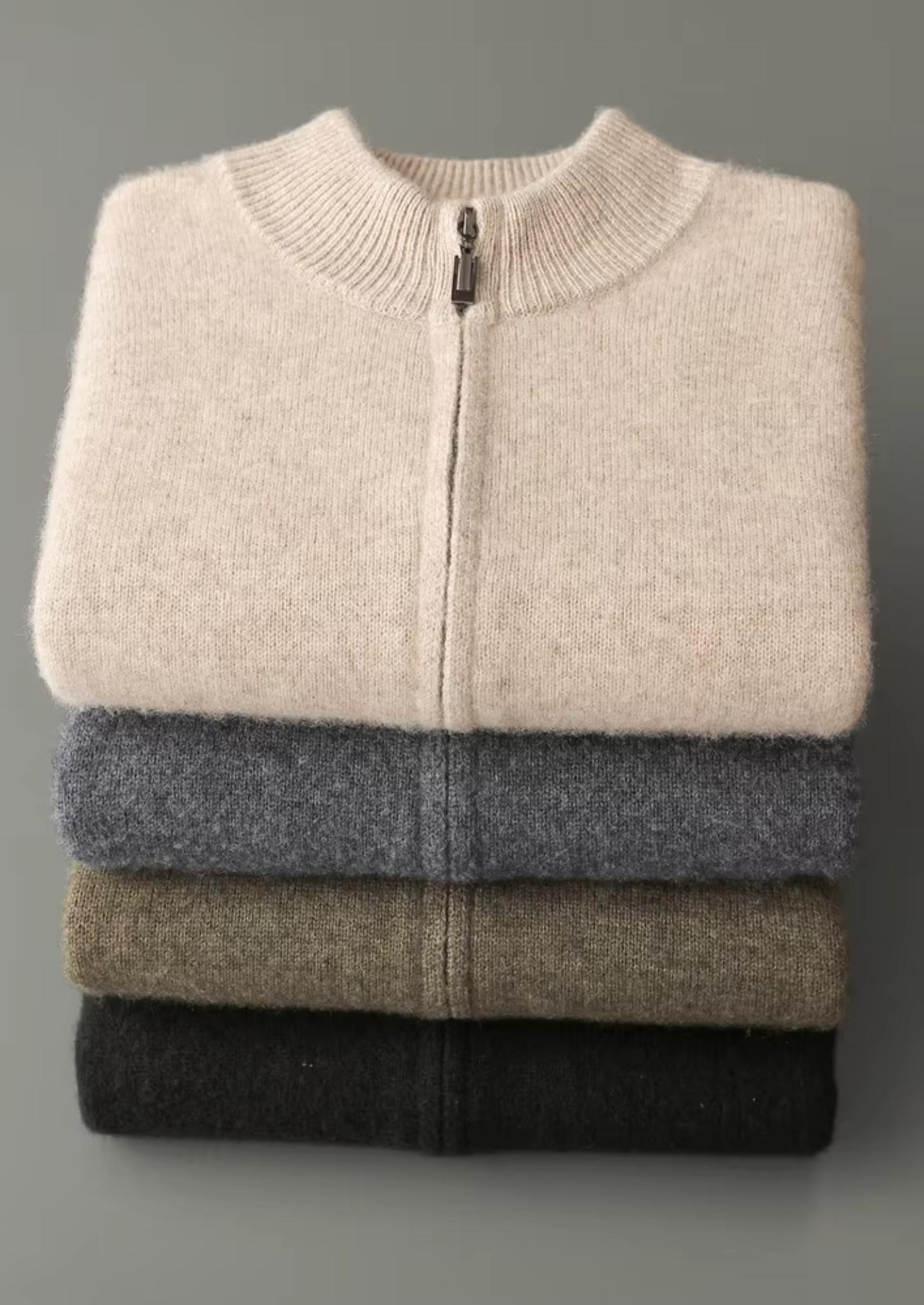 Premium Extra-Fine Merino Wool Zipper Cardigan