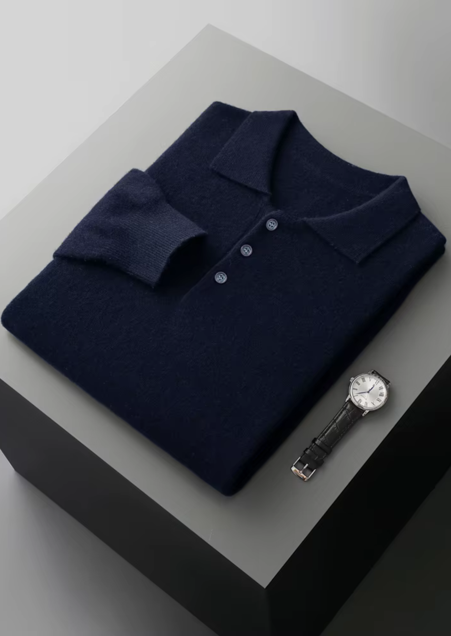 Classic Polo Sweater in Pure Extra-Fine Merino Wool
