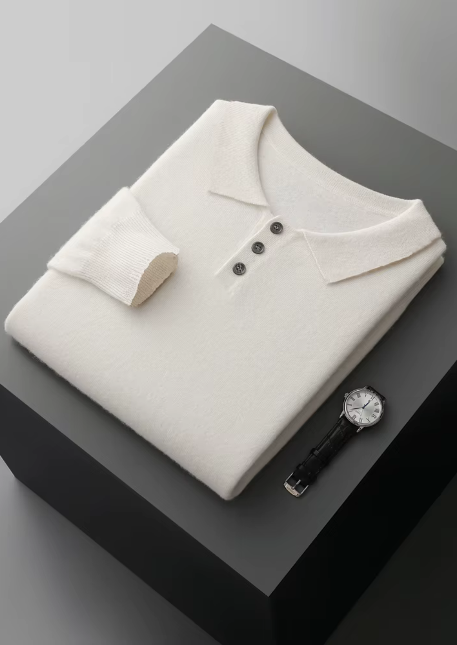Classic Polo Sweater in Pure Extra-Fine Merino Wool