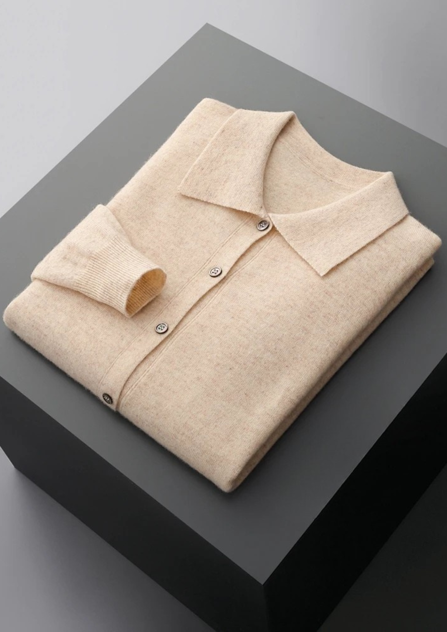 Premium Extra-Fine Merino Wool Polo Cardigan