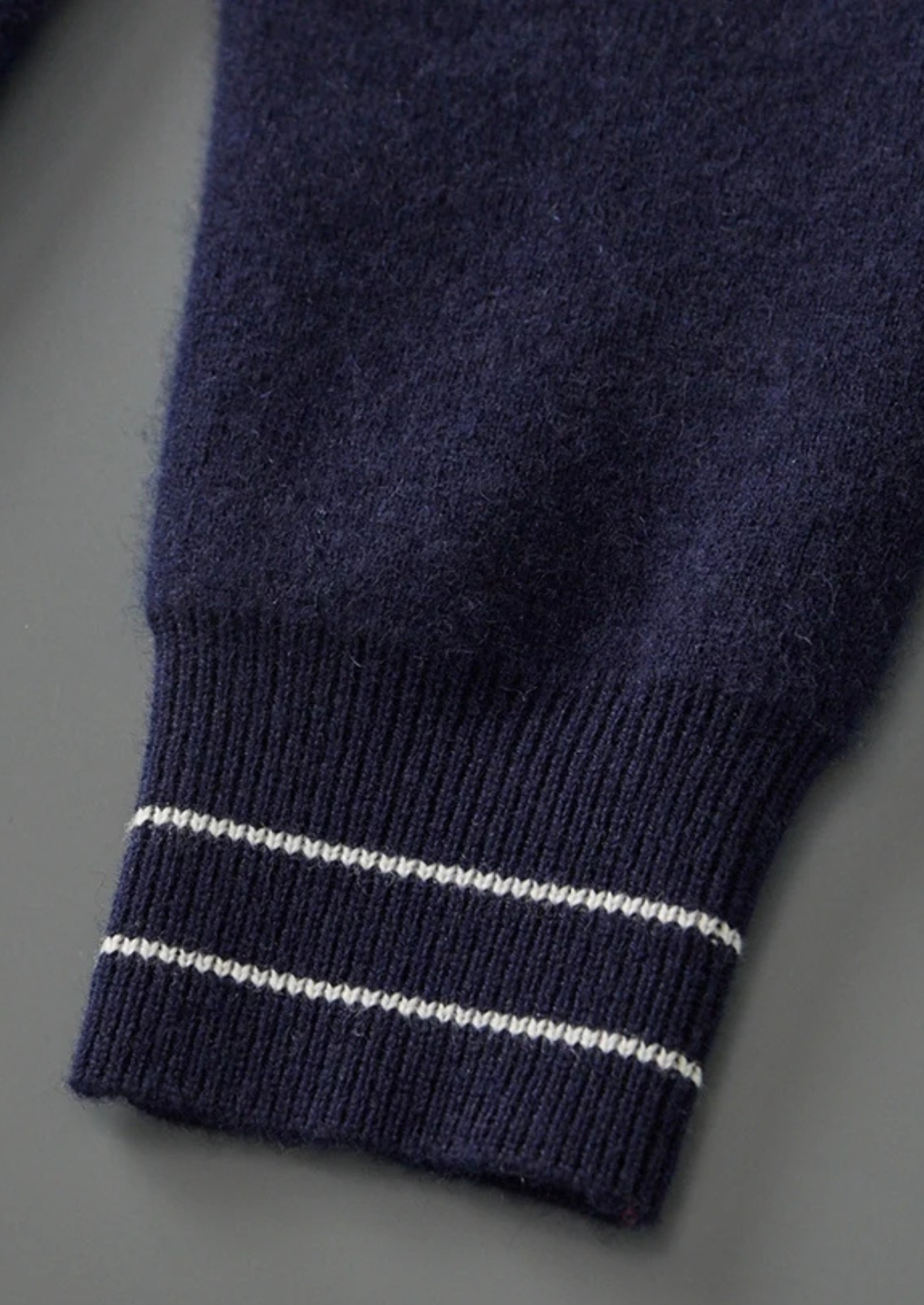 Premium Extra-Fine Merino Wool Two-Tone Polo Cardigan