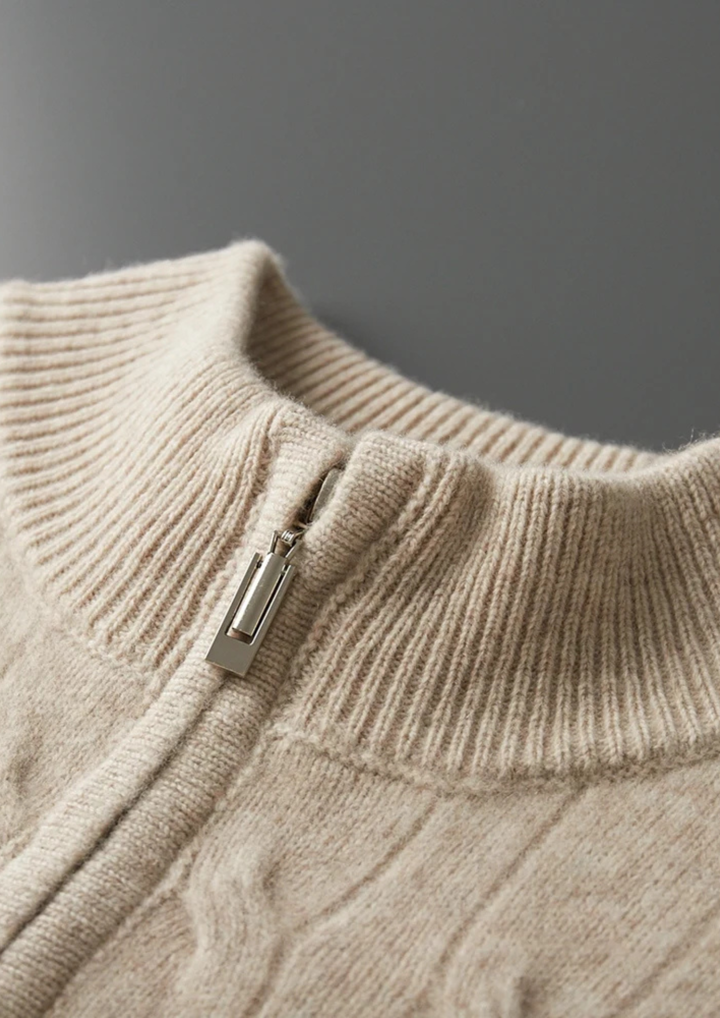 Premium Extra-Fine Merino Wool Cable Knit Half Zip