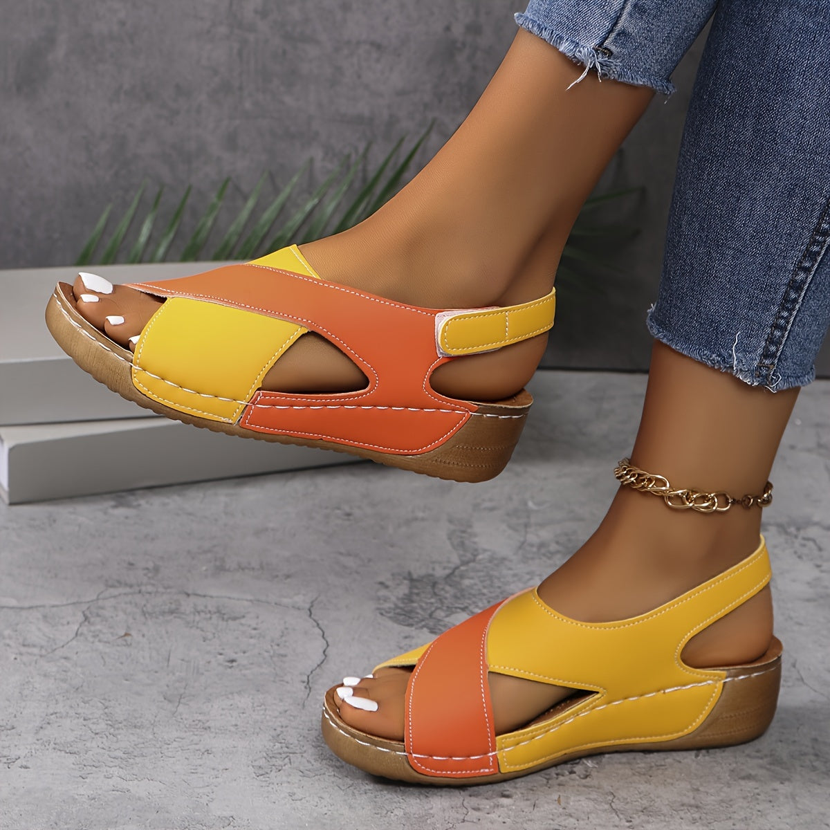 Suze - Cozy Velcro Wedge Sandals