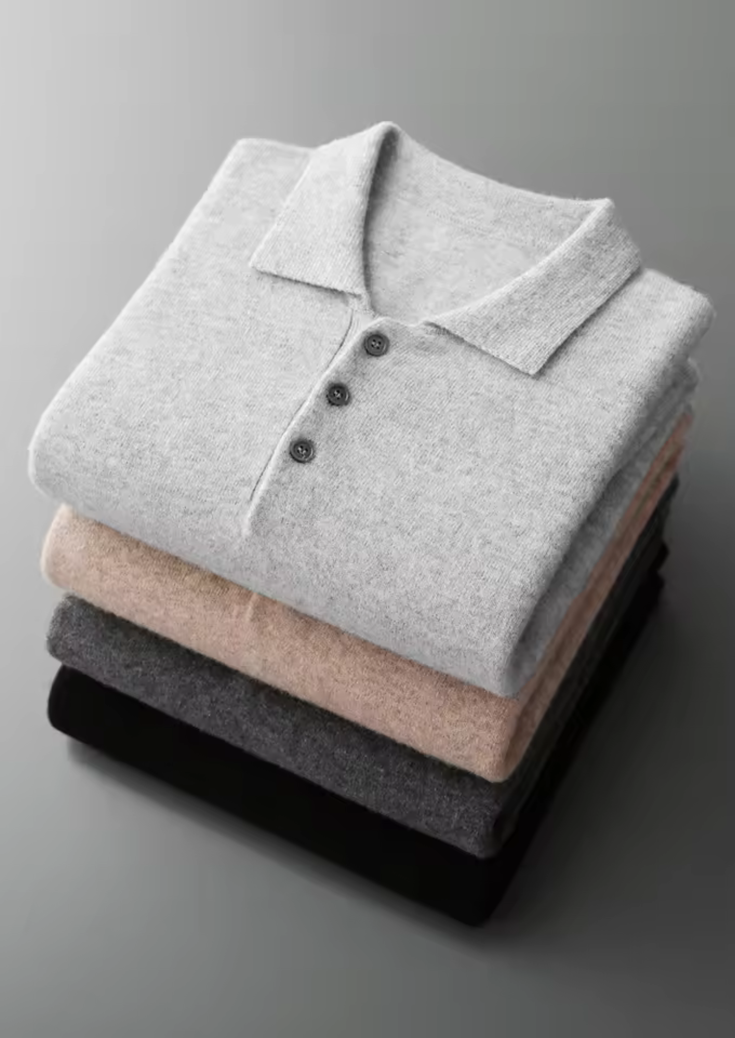 Classic Polo Sweater in Pure Extra-Fine Merino Wool