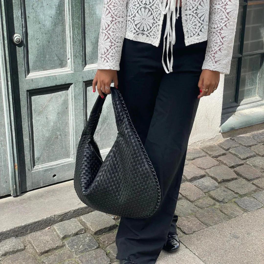 Vegan Leather Woven Handbag
