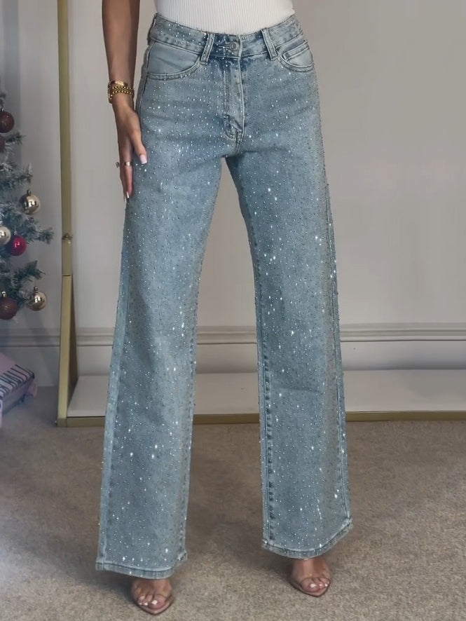 High-Waisted Glitter Jeans for Women
