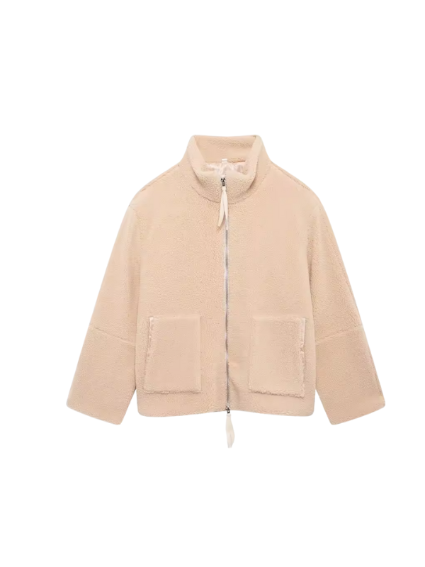 Cozy Oversized Women's Winter Jacket with Zipper and Pockets
