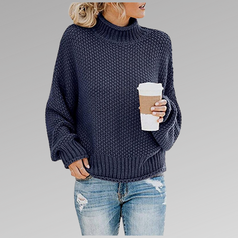 Women's Oversized Cable-Knit Roll Neck Sweater