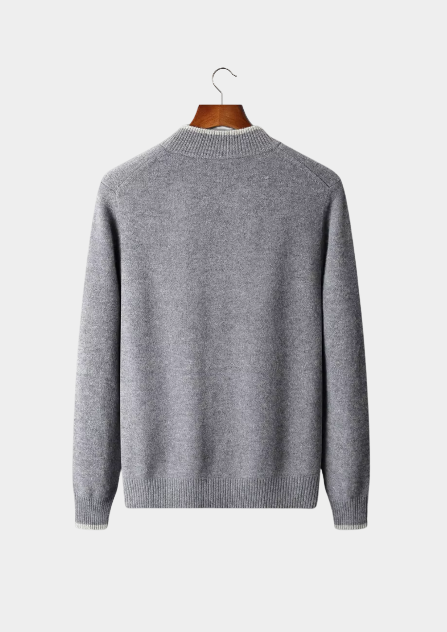 Premium Extra-Fine Merino Wool Two-Tone Zip Cardigan