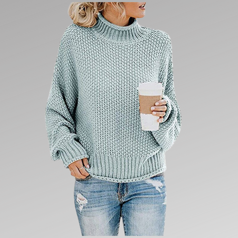 Women's Oversized Cable-Knit Roll Neck Sweater