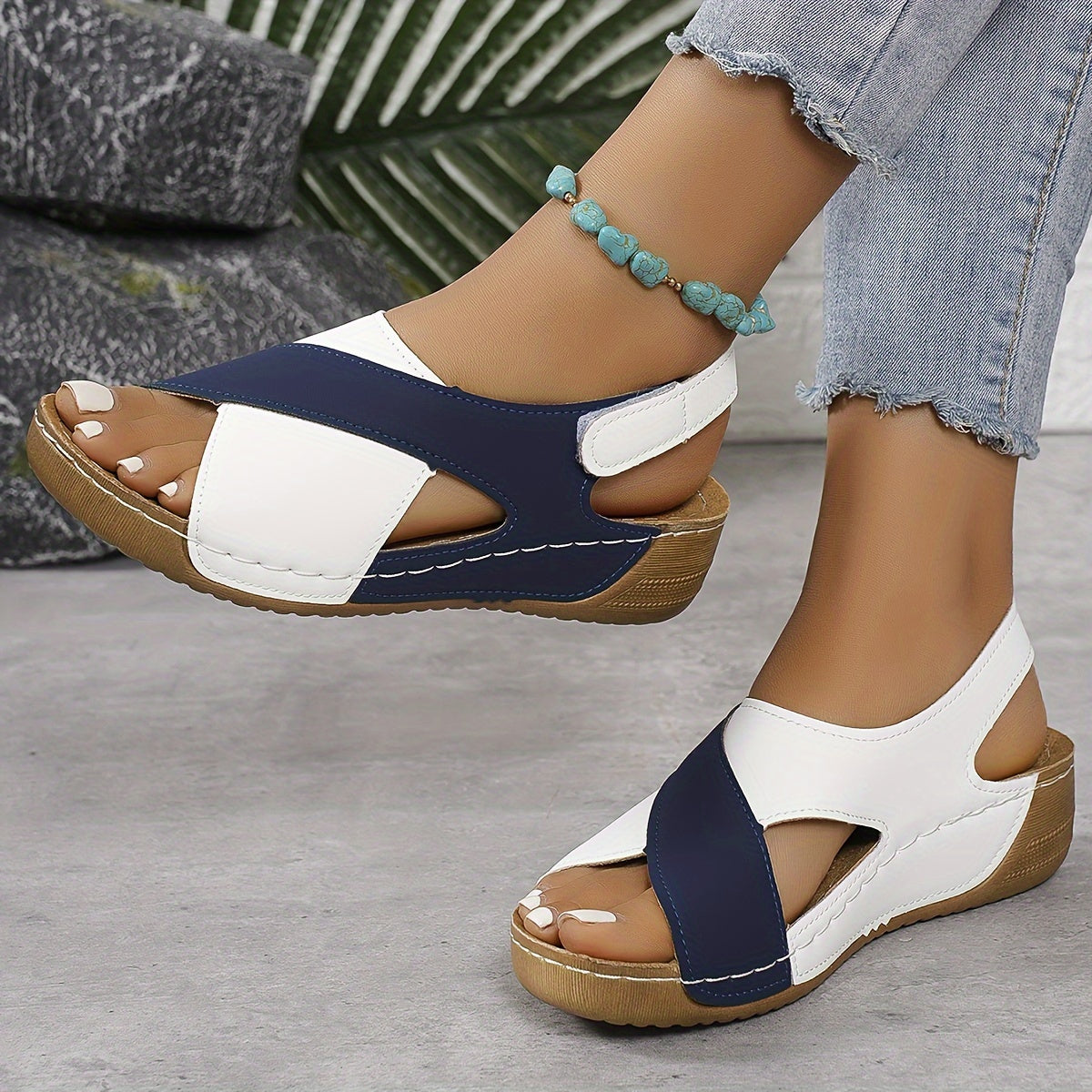 Suze - Cozy Velcro Wedge Sandals
