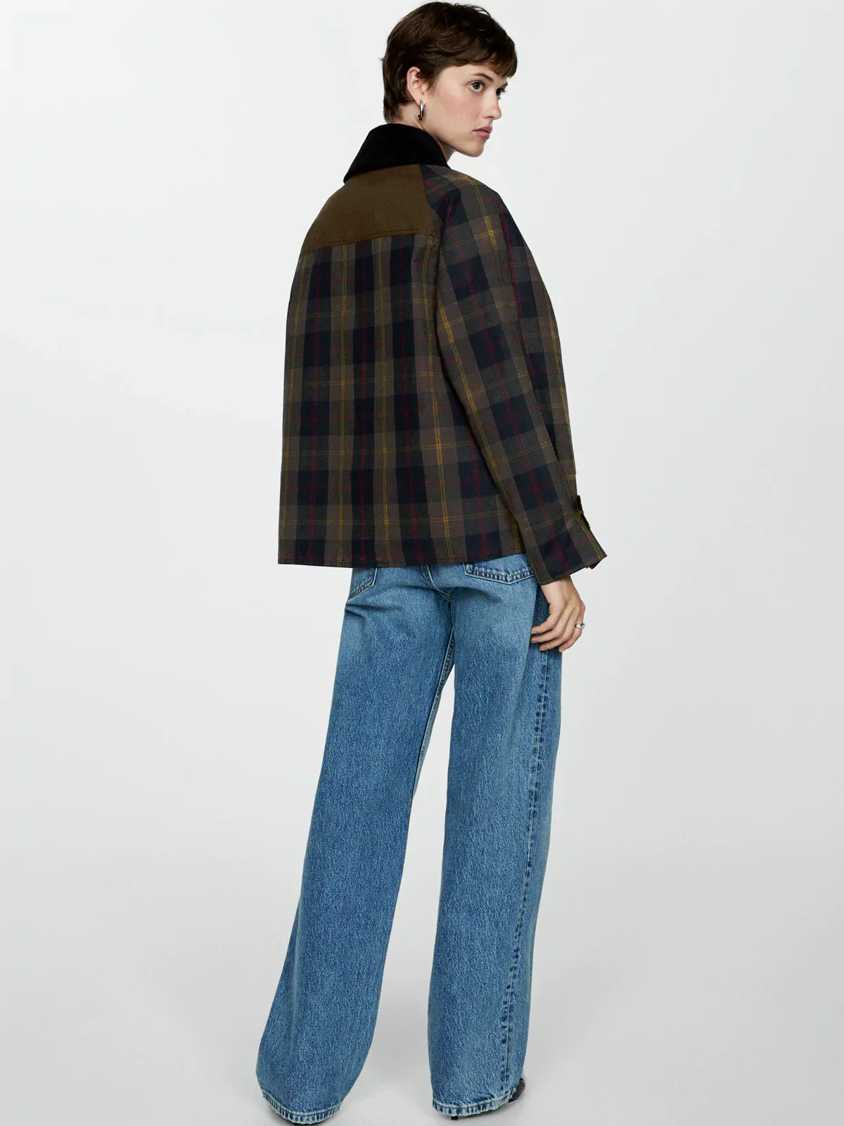 Plaid Straight Fit Women's Bomber Jacket