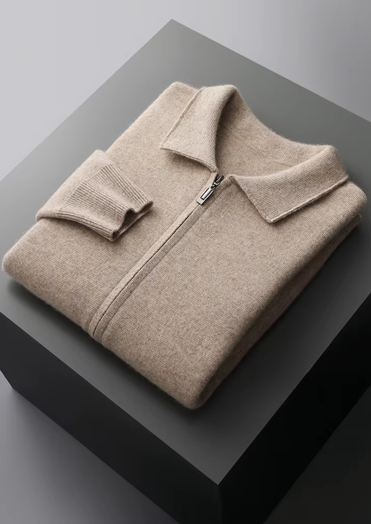 Premium Extra-Fine Merino Wool Zip Polo Cardigan