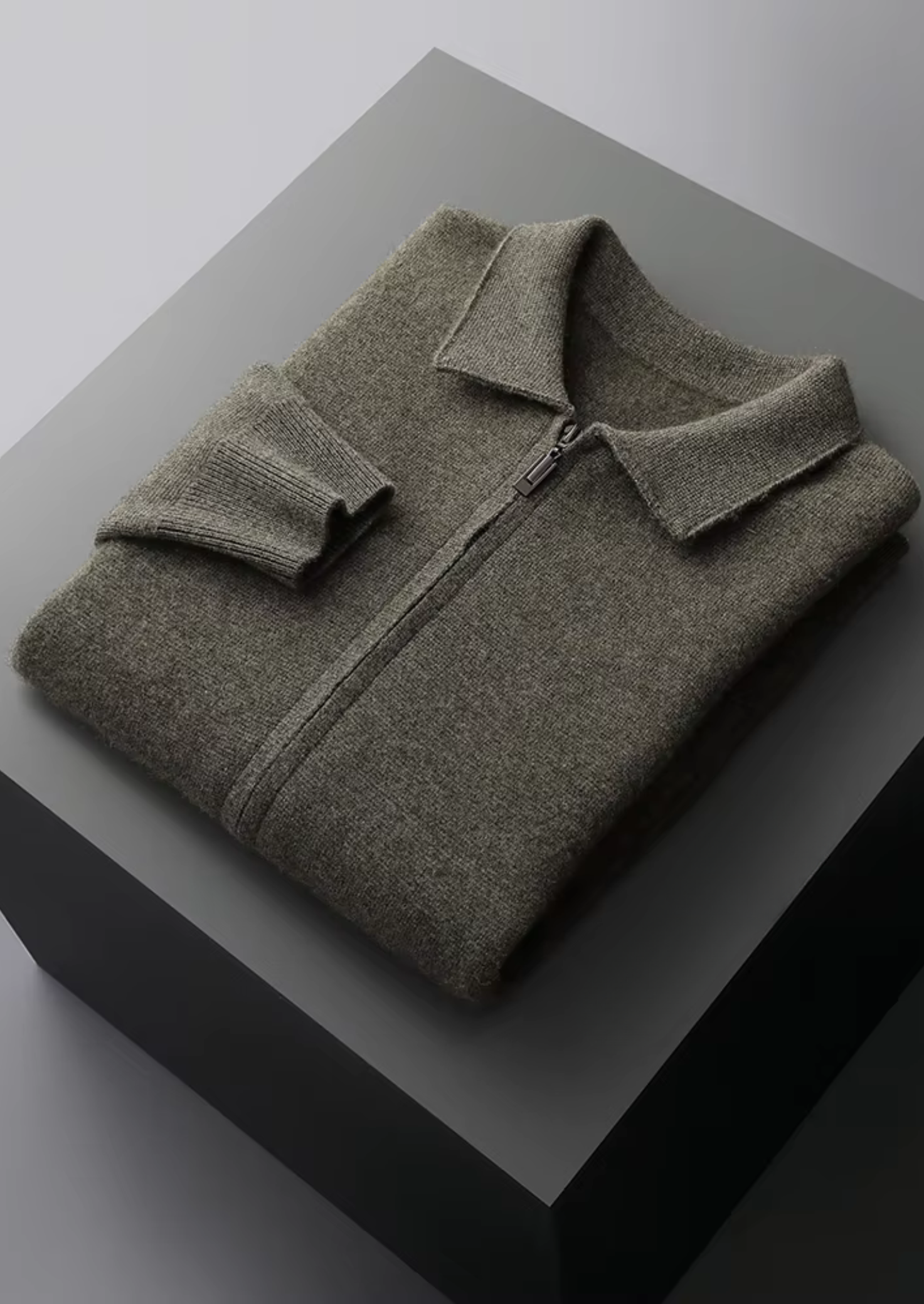 Premium Extra-Fine Merino Wool Zip Polo Cardigan