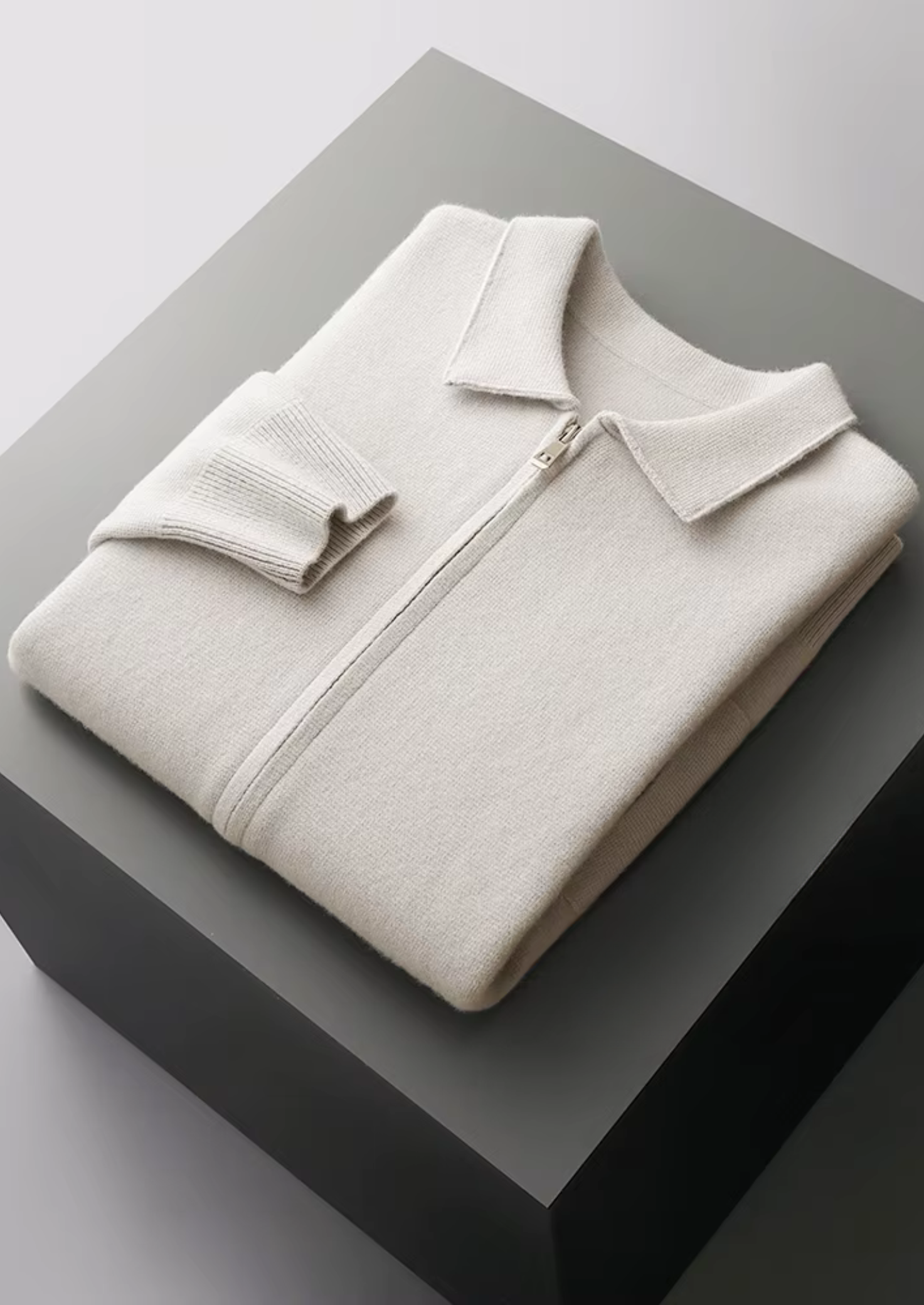 Premium Extra-Fine Merino Wool Zip Polo Cardigan
