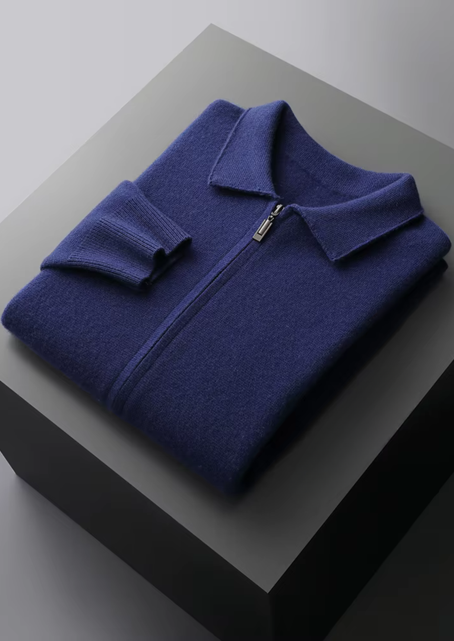 Premium Extra-Fine Merino Wool Zip Polo Cardigan
