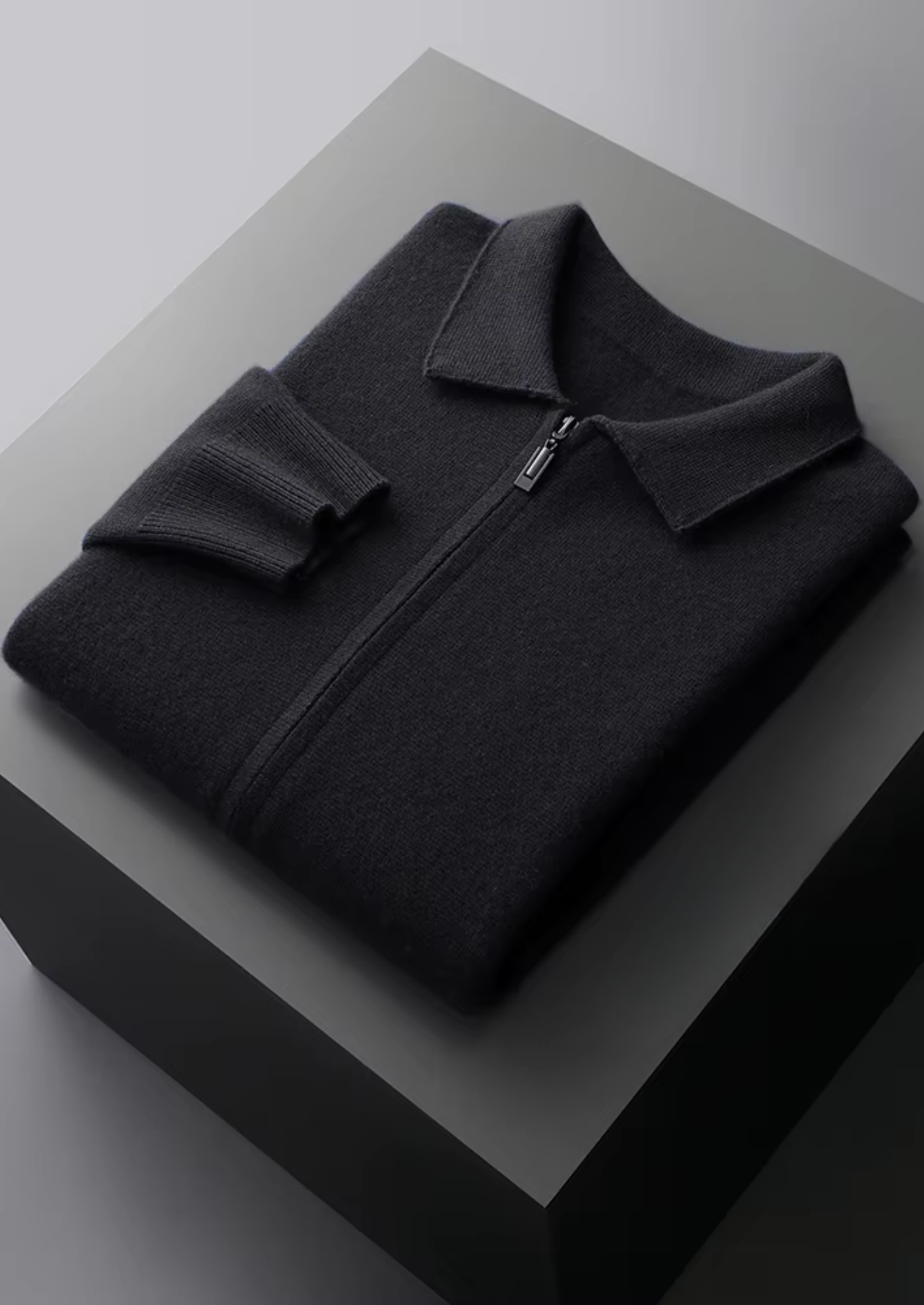 Premium Extra-Fine Merino Wool Zip Polo Cardigan