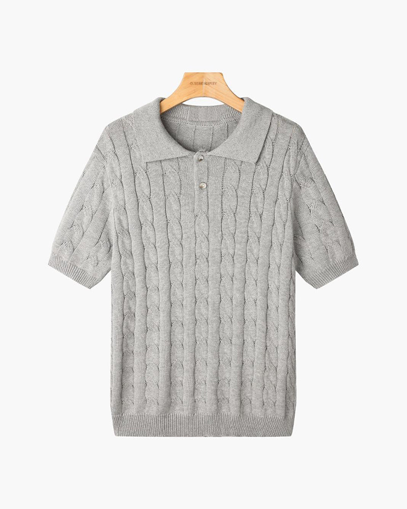 FLORENCE Cable Knit Polo Shirt