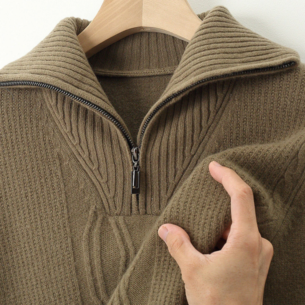Taranto Merino Wool Zip-Up Sweater