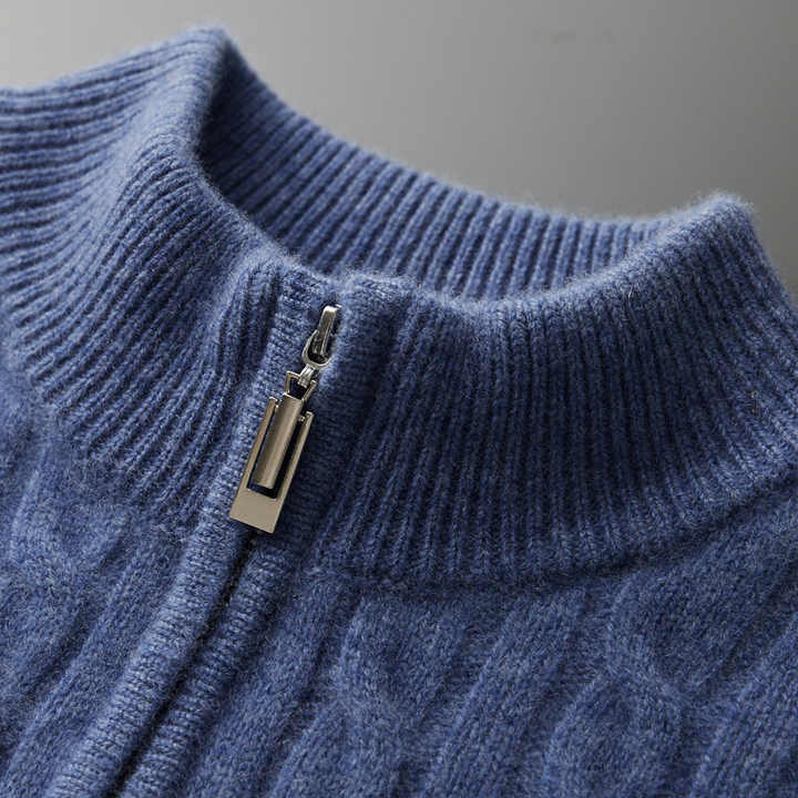 Deneb Cashmere Woven Half-Zip Pullover