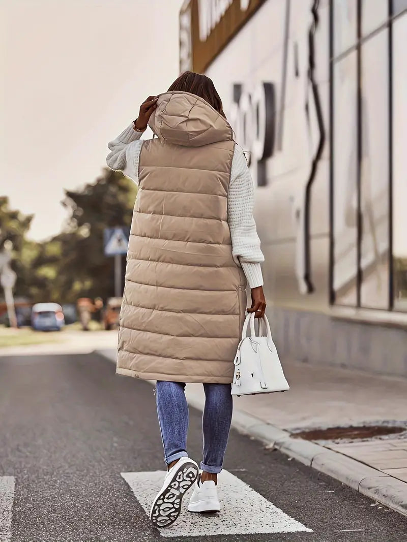 Women's Hooded Puffer Gilet with Zip Pockets